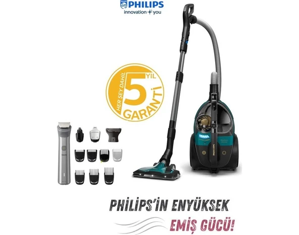Philips Triactive Ultra Başlık ,hepa 13 Filtre Sistemi Marathon Otomatik Açılma/kapanma Özellikli+Led Başlık+ MG5940 Islak Kuru Tıraş Bakım Seti ürün görseli 1