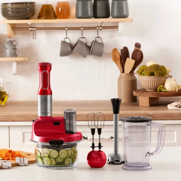Karaca Superpower 2500W Mastermaid Problade 8 In 1 Turbo Fonksiyonlu 6 Bıçaklı Paslanmaz Çelik Çırpma, Dilimleme, Doğrama, Blender ve Karıştırma- Onerous Hed ürün görseli 1