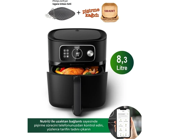 Philips 7000 Serisi Xxl Airfryer & Fritöz , Wı-Fı Uzaktan Bağlantı, 2kg, 8.3l Kapasiteli Hazne 22 Farklı Pişirme Fonksiyonu + Pişirme Seti ürün görseli 1