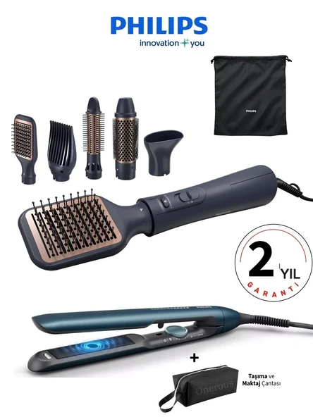 Philips Saç Şekillendirme Ve düzleştirme Seti argan Yağı Seramik Kaplama, 5 Aparat,3 Isı Ve Hız Ayarı ürün görseli 1