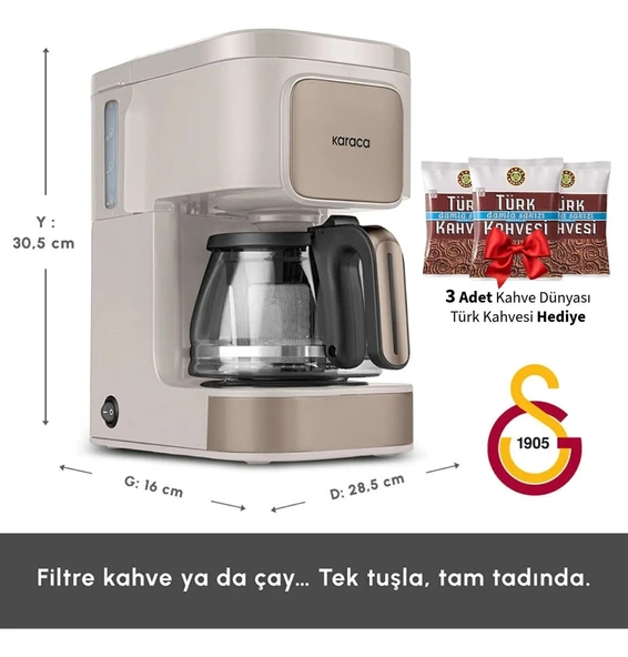 Karaca Sütlü Kahve Rengi Şık Filtre Kahve ve Çay Makinesi Latte Just Coffee Aroma 2 In 1 ürün görseli 1