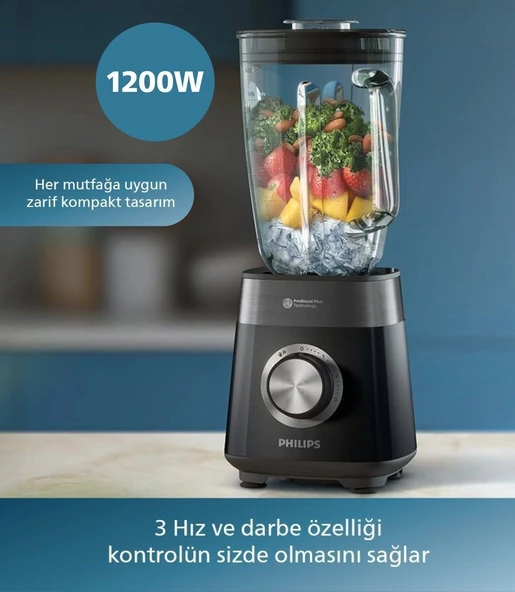 Philips Dondurulmuş meyvelerden yoğun smoothie 1200W ProBlend Plus Teknolojili 2L Cam HazneliSürahili Blender ürün görseli 1