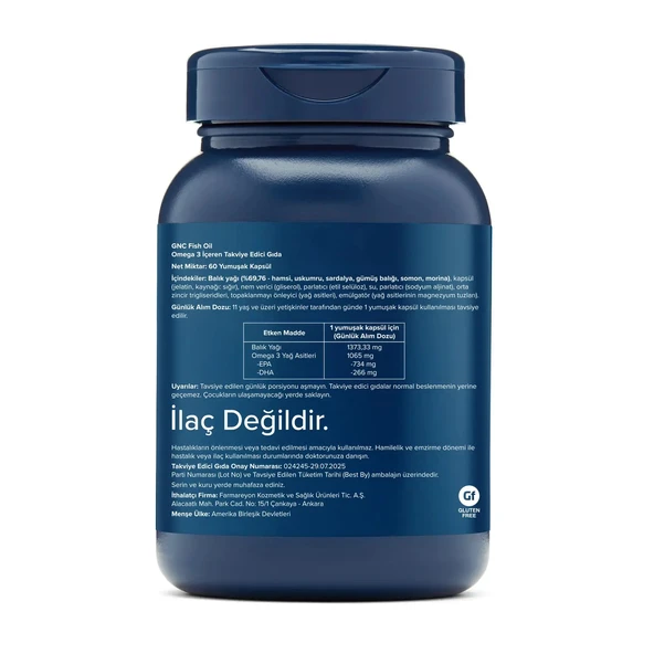 GNC Fish Oil - 60 Yumuşak Kapsül - Resim 2