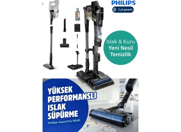 Philips 9000 Serisi Islak & Kuru ve Mop Özellikli Hibrit Güç Motorlu Premium Kablosuz Dikey Süpürge ürün görseli 1