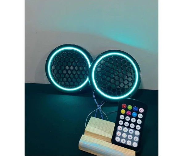 Onerous 1 Takım 16 cm (2 Adet) Noen Rgb LED Midrange Kapağı Işıklı Midrange Hoparlör Kapağı Kumanda Adaptör ürün görseli 1