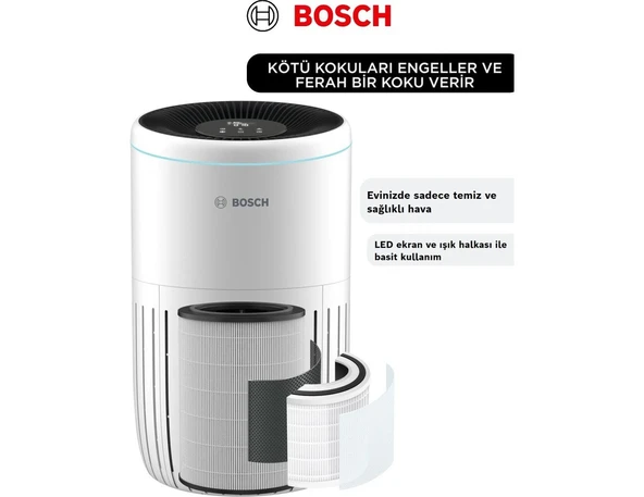 Bosch Büyük Salon ve Ofis Tipi %99.9 Bakteri Temizleyen Otomatik Modlu Sessiz ve Güçlü Profesyonel Hava Temizleme Cihazı Air 4000 62.5m² ürün görseli 1