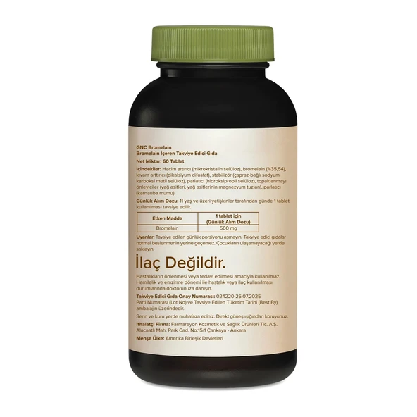 GNC Bromelain – 60 Tablet - Resim 2