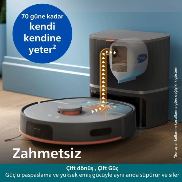Philips 10000Pa Islak Kuru Robot Süpürge Çift Döner Paspas Çizgi Lazer Navigasyon Otomatik Boşaltma ürün görseli 1