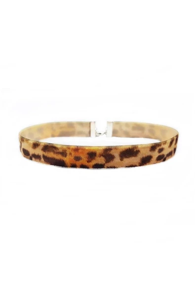 Leopar Desen Kadın Choker Tasma Kolye ürün görseli 1