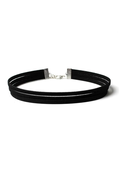 Siyah Renk Süet Kadın Choker Kolye ürün görseli 1