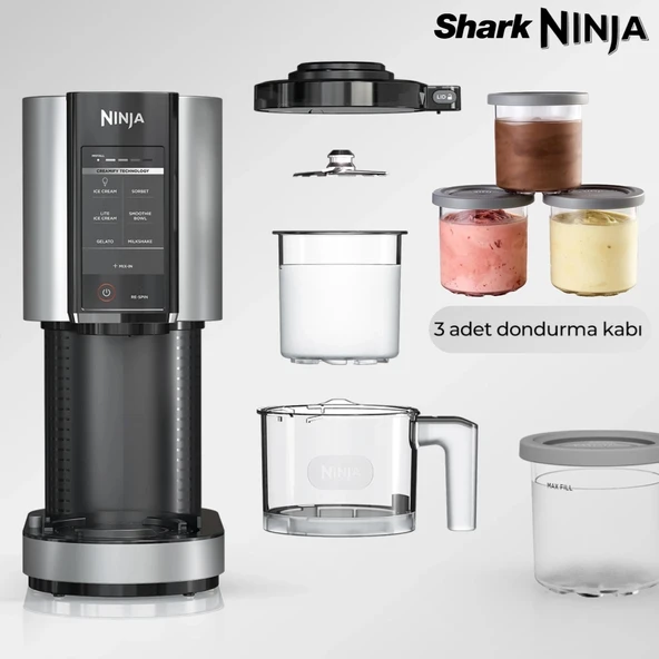 Ninja Çok Fonksiyonlu Dondurma Makinesi - 7 Programlı Yeni Nesil Gelato Sorbe Smoothie Milkshake Mix-In Bpa Içermez Profesyonel Tatlı Cihazı ürün görseli 1