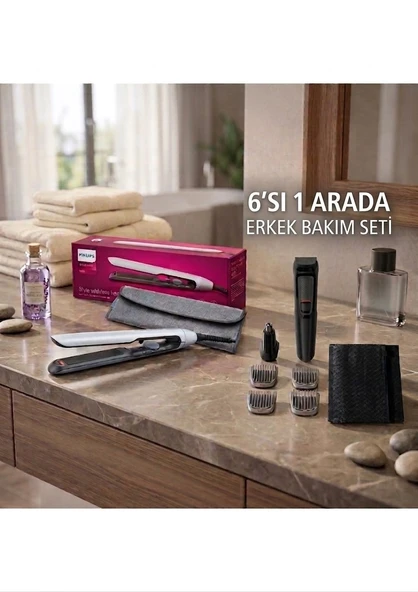 Philips 5000 Serisi Saç Düzleştirici, Argan Yağı Katkılı, ThermoProtect eknolojisi, BHS520/00 Philips MG3710/15 MULTIGROOM 3000 SERISI 6'SI 1 ARADA ERKEK BAK ürün görseli 1
