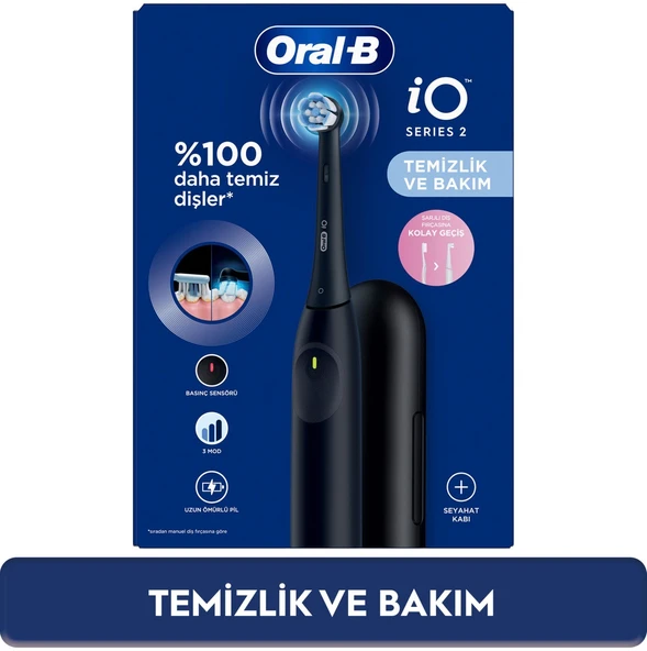 Oral-B iO 2 Şarjlı Diş Fırçası - Siyah, Seyahat Kabı ile ürün görseli 1
