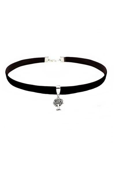 Gümüş Kaplama Hayat Ağacı Kadın Choker Kolye ürün görseli 1