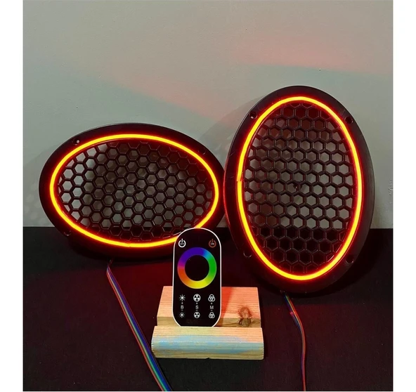 Onerous Dokunmatik Kumandalı Neon Işıklı Oval Hoparlör Kapağı 1 Takım (2 Adet) 6x9 ürün görseli 1