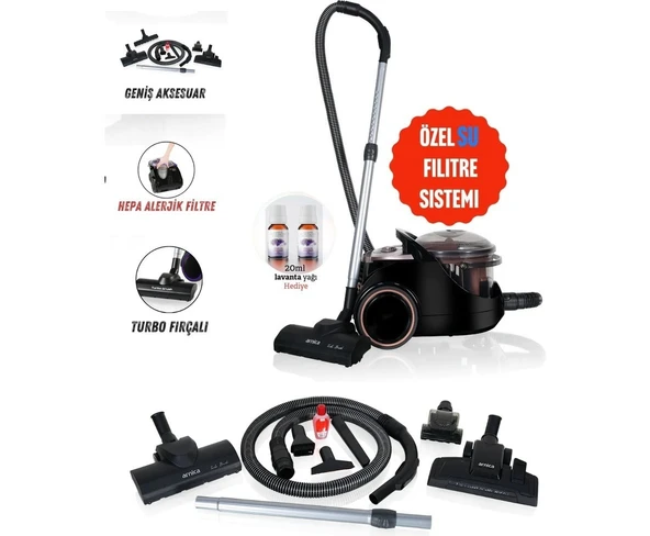 Arnica Bora 2400W Yüksek Emiş Gücü Su Filtreli Özel Su Hazneli Sistemi Ile Tozu Suya Hapseden %99.9 Hijyenik Temizlik Sağlayan Hepa 13 Filtreli Sulu Süpürge ürün görseli 1
