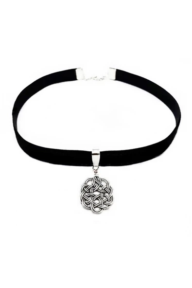 Siyah Kadife Kadın Aşk Düğümü Kazaziye Choker Tasma Kolye ürün görseli 1