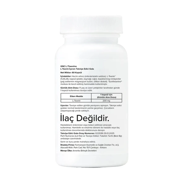 GNC L-Theanine – 60 Kapsül - Resim 2