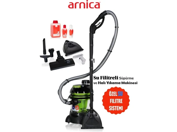 Arnica Hydra Rain 2400 Watt Su Filtreli Halı Yıkama ve Süpürme Makinesi + Kokulu Şampuan + Hav&Yün temizleyici ürün görseli 1
