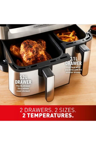 Tefal Çift Hazneli Premium Easy Fry & Grill 5,2 L Xxl Iki Sepetli Yağsız Fritöz- Onerous Hediyeli ürün görseli 1