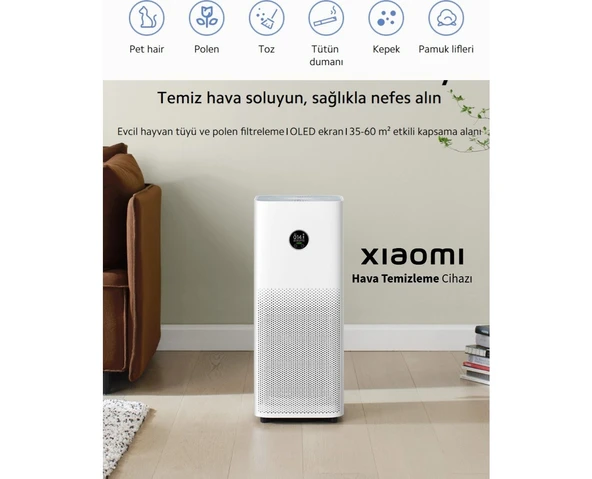 Xiaomi Dokunmatik Ekran, Hepa Filtreli Çift Teknolojili, Akıllı Hava Temizleyici, 43M2 Alan Etkili ürün görseli 1