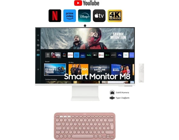 Samsung Dahili Kameralı 32 Inç 4K Akıllı-Smart Monitör Tv HDR10 M8 Ince Tasarım-Onerous Askı Aparatı ürün görseli 1