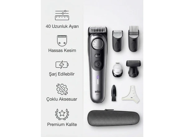 Braun Profesyonel Saç ve Sakal Şekillendirme Islak Kuru Kullanımlı Çelik Bıçaklı Parça Premium Erkek Tıraş Makinesi Series 9 ürün görseli 1