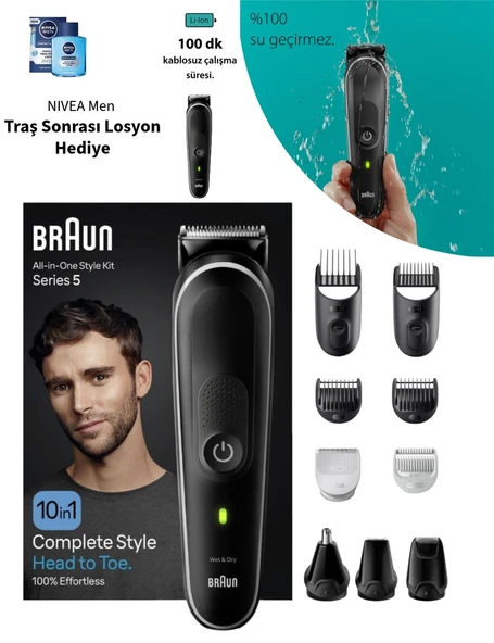 Braun Hepsi Bir Arada Şekillendirme Seti, 10’u 1 Arada Erkek Bakım Kiti+Taşıma Çantası (ONEROUS ) ürün görseli 1