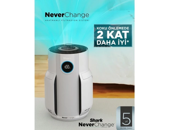 Shark 130M² Geniş Alan Profesyonel Hava Temizleyici 5 Yıl Filtre Ömürlü Neverchange5 Max Akıllı Sensörlü Anti-Odor Koku Giderici 4 Katmanlı Hepa Filtreli Vi ürün görseli 1