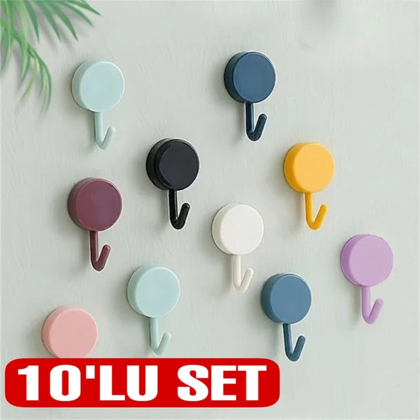 Kendinden Yapışkanlı Renkli Duvar Askısı (10lu Set) ürün görseli 1
