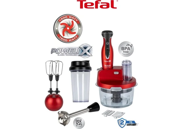 Tefal Çırpma ,dilimleme ve Rendeleme 4 Bıçaklı Powelix 1500W Güç 1,5 Litre Cam Hazneli Mutfak Robotu ürün görseli 1
