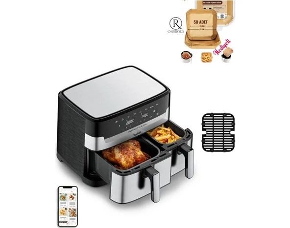 Tefal Easy Fry Çift Hazneli Yüksek Kaliteli Easy Fry & Grill Iki Sepetli Yağsız Fritöz+Pişirme Kağıdı ürün görseli 1