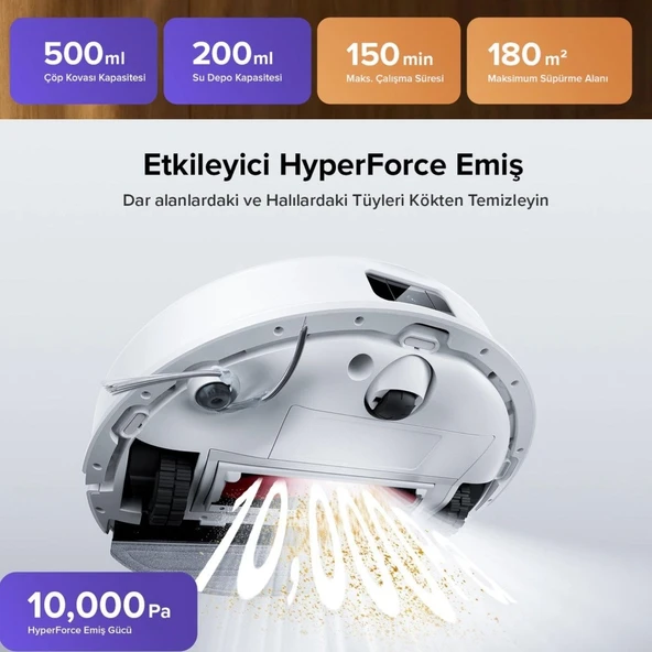 Roborock 10000Pa HyperForce PreciSense LiDAR Navigasyon VibraRise 2.0 Paspas Çift Fırça Robot Süpürge ürün görseli 1