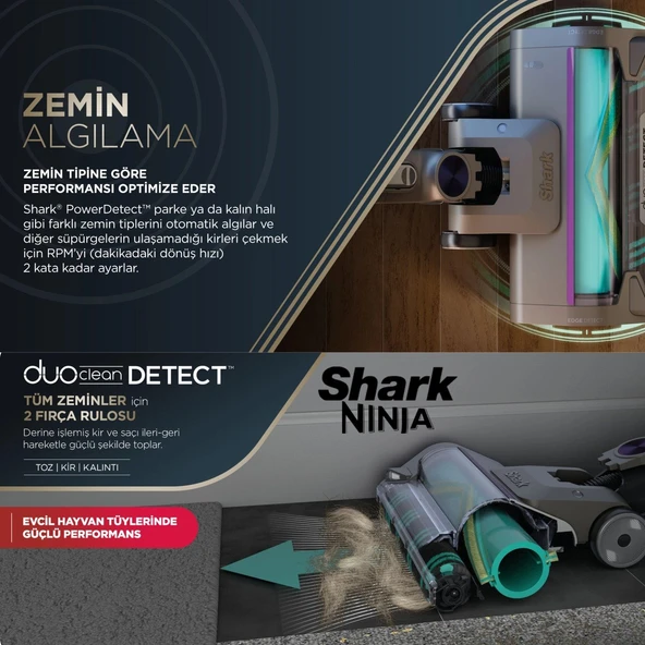Shark PowerDetect Turbo Başlıklı Şarjlı Dikey Süpürge, Otomatik Güç Ayarlama ürün görseli 1