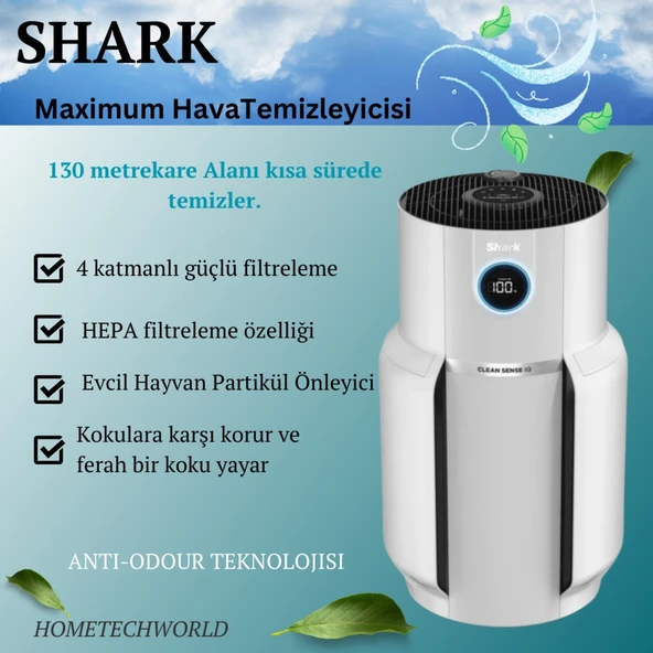 Shark Clean Sense Iq Hava Temizleyicisi Max ,evcil Hayvan Tüyü, Toz, Virüs ve Kötü Koku Yok Eder ürün görseli 1