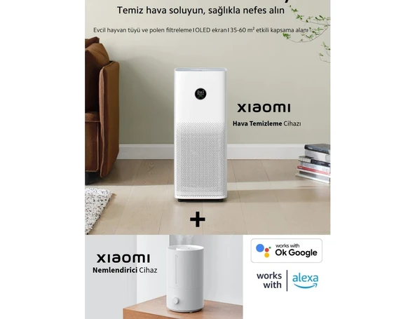 Xiaomi 43M2 Alan Etkili + Hepa Filtreli Çift Teknolojili, Toz&polen Filtreli Akıllı Hava Temizleyici + Xiaomi Hava Nemlendirici ürün görseli 1
