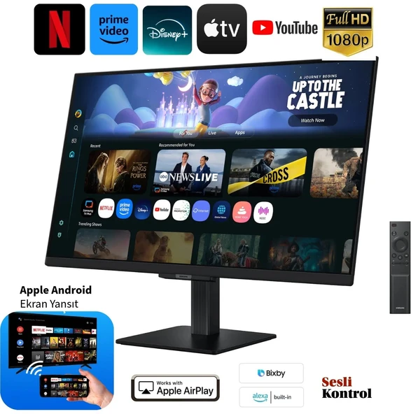 Samsung 32 Inç 81 Ekran 4K UHD 3840X2160 Çözünürlüklü HDR10 Destekli Tizen Işletim Sistemli Va Panel 60Hz Yenileme Hızı 4ms Tepki Süreli Smart Monitör Tv Wi-F ürün görseli 1