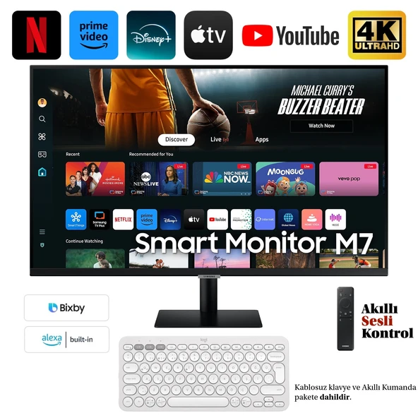 Samsung 109 Ekran 43" Inç  Tizen Akıllı-Smart Monitör-TV Wi-fi ,Bluetooth , HDMI Type-C Bağlantılı Kablosuz Görüntü Aktarım- Apple&Android uyumlu ürün görseli 1