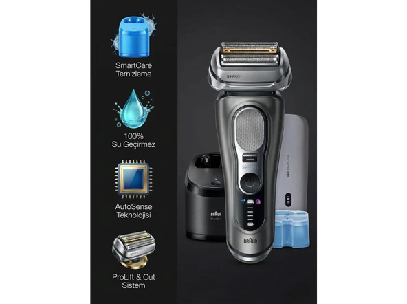 Braun Profesyonel Sakal Kesimi Için Geliştirilmiş Altın Titanyum Kaplamalı Folyo Başlıklı Su Geçirmez Islak Kuru Kullanıma Uygun 3 Parça Premium Tıraş Makin ürün görseli 1