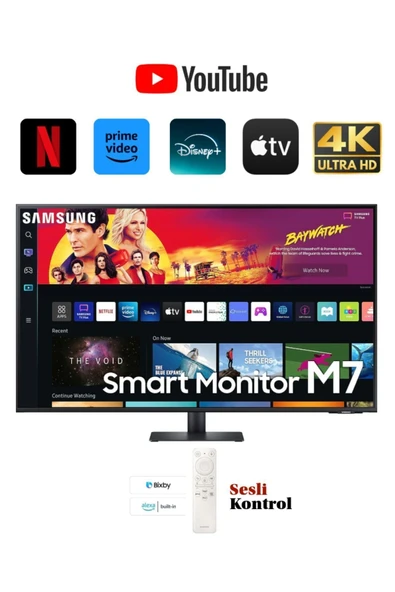 Samsung Dahili Hoparlörlü 43" 4K 60Hz 4ms Smart Monitör TV Sesli Komut ve Uzaktan Bağlantı Özellikli ürün görseli 1