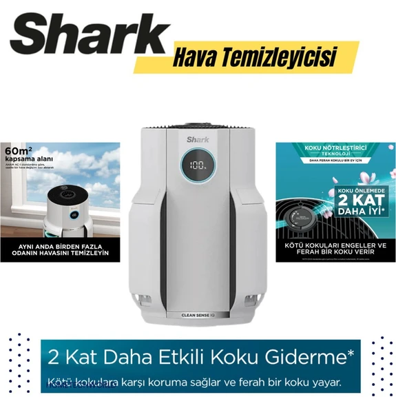 Shark Kokulara Karşı Korur ve Ferah Bir Koku Yayar ,clean Sense Iq Hava Temizleyicisi Max Beyaz ürün görseli 1