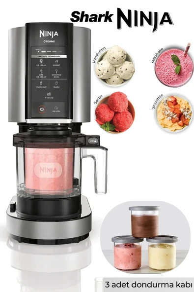 Shark Ninja Ice Cream Maker - Dondurma, Gelato, Sorbe, Smoothie Kasesi, Milkshake Dondurma Makinesi ürün görseli 1