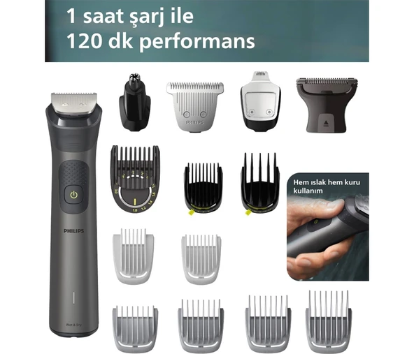 Philips Saç Sakal Vücut Kulak ve Burun ,çelik Bıçaklı Islak Kuru Kullanıma Uygun Hassas Kesim Sunan 15 Parça Şarjlı Erkek Bakım Seti Series 7000 ürün görseli 1