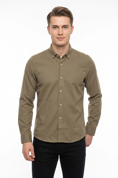 Erkek Spor Slim Fit Uzun Kol Petek Dokulu Gömlek BGL-ST05483 ürün görseli 1