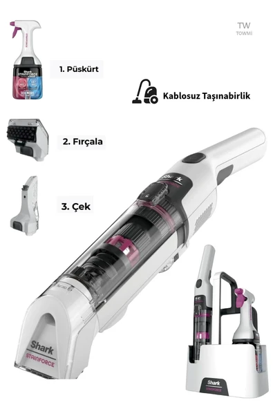 Shark Kablosuz Koltuk ve Halı Leke Çıkarıcı StainForce Şarjlı Taşınabilir Yıkama Makinesi Derinlemesine Temizlik Vakumlu Leke Çıkarma ürün görseli 1