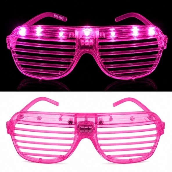 Led Işıklı Panjur Parti Gözlüğü Pembe Renk Shutter Gözlük ürün görseli 1