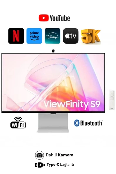 Samsung 5K(5120 x 2880)pixel, Kameralı Akıllı Monitör 27"inç Viewfinity S9 Kumandalı Slim Monitör-TV ürün görseli 1