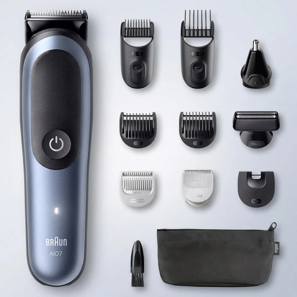 Braun Saç Sakal Vücut Kulak ve Burun Tıraşı Için Islak Kuru Kullanımlı Paslanmaz Çelik Bıçaklı Yüksek Hassasiyetli 10 Parça Premium Erkek Bakım Seti Tıraş M ürün görseli 1