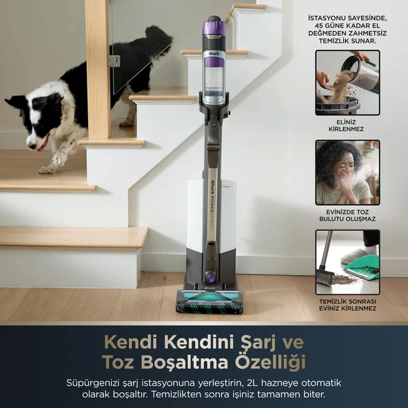 Shark Detect Clean Turbo Başlıklı Dikey Süpürge Kir Yoğunluğunu Algılayan Akıllı Detect Teknolojisi ile Emiş Gücünü Otomatik Ayarlar ürün görseli 1