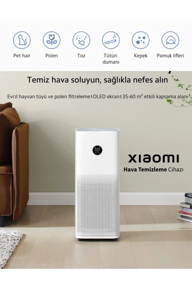 Xiaomi Hava Temizleyici | 3ü 1 Arada Yüksek Verimli Filtre | Şık Tasarım | Alerjen Giderme | Akıllı Kontrol ürün görseli 1